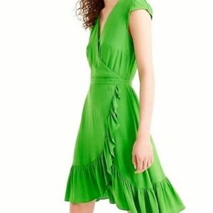 NWT J.Crew green faux wrap dress